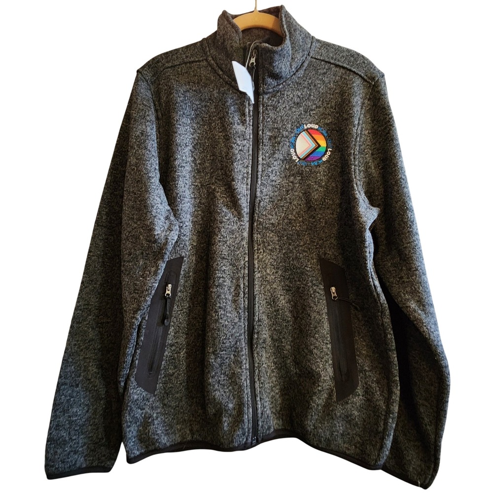 Charles River Apparel Fleece Jacket Unisex Small Gray NWT Progress Pride Flag